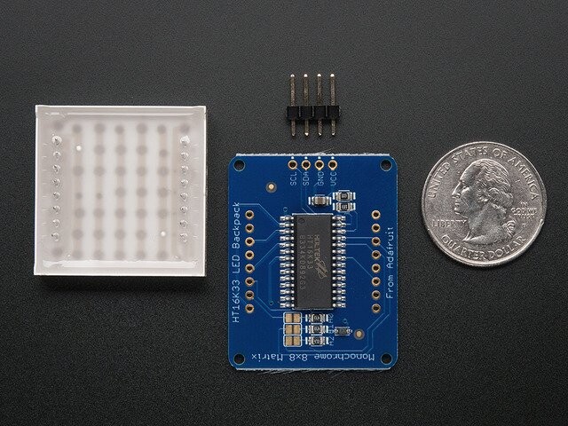 Adafruit Small 1,2 Zoll 8x8 LED-Matrix med I2C-ryg for Arduino 1050