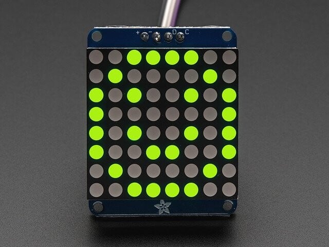 Adafruit Small 1,2 Zoll 8x8 LED-Matrix mit I2C-Rucksack Gul/Grøn für Arduino 1051