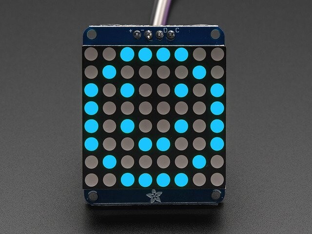 Adafruit Small 1,2 Zoll 8x8 LED-Matrix med I2C-ryg for Arduino 1052