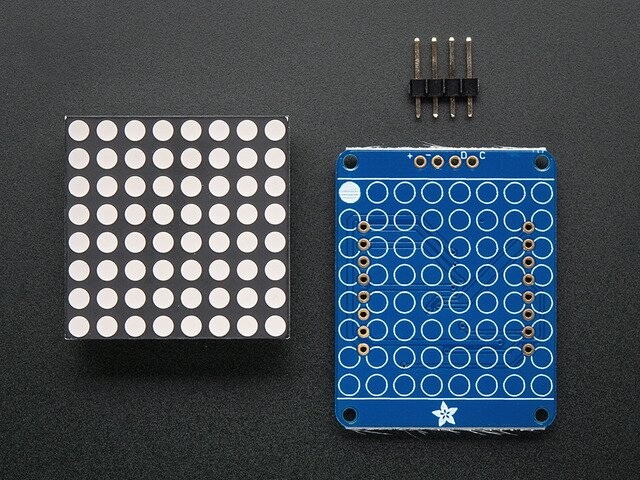 Adafruit Small 1,2 Zoll 8x8 LED-Matrix med I2C-ryg for Arduino 1052