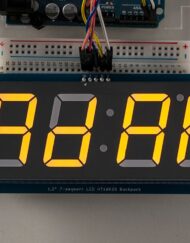 Adafruit 1,2 Zoll 4-stellig 7-segment display med I2C-ryg Yellow for Arduino 1269