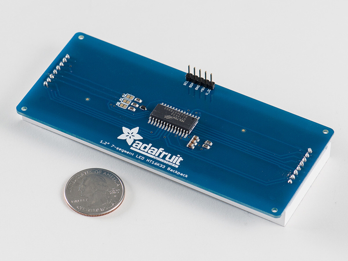 Adafruit 1,2 Zoll 4-stellig 7-segment display med I2C-ryg Yellow for Arduino 1269
