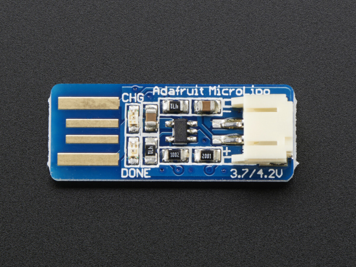 Adafruit Lipo USB-oplader med JST-kabel til 3,7V 4,2V LiIon LiPoly batteri 1304