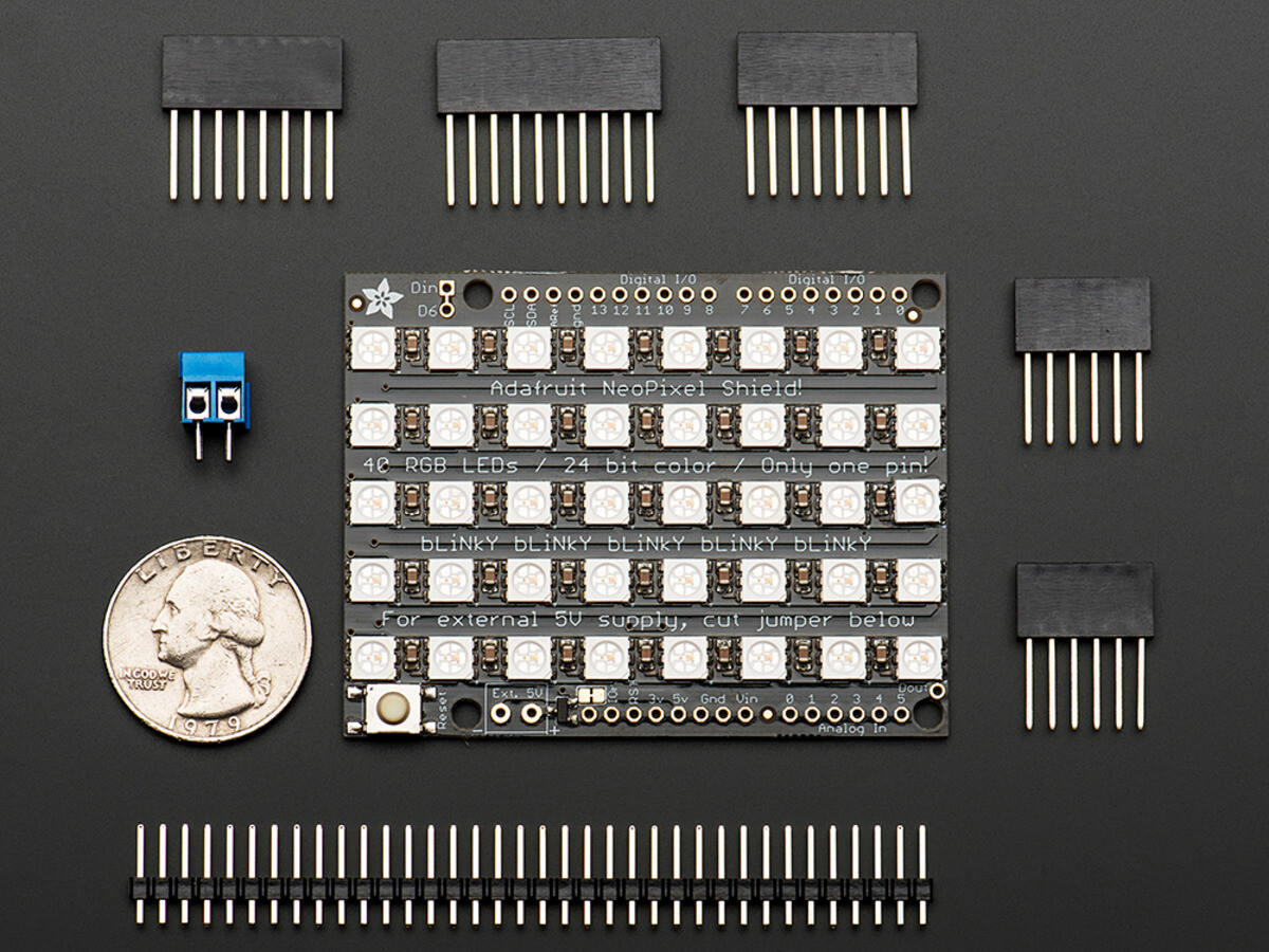 Adafruit NeoPixel Shield for Arduino 40 RGB LED Pixel Matrix 1430