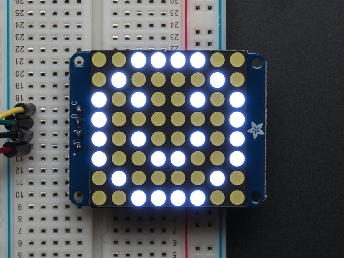 Adafruit 1,2 Zoll 8x8 LED-Matrix Ultra Hvid med I2C-tilbehør til Arduino