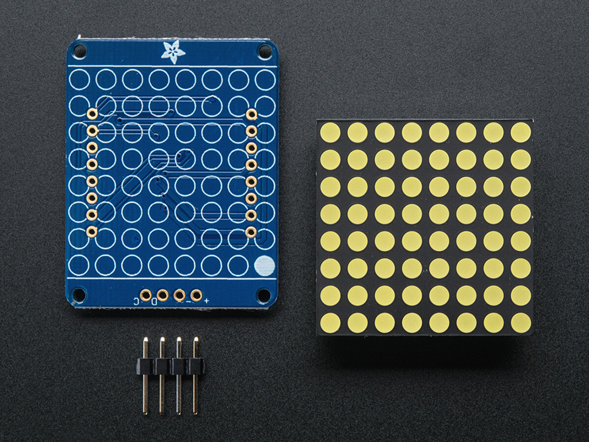 Adafruit 1,2 Zoll 8x8 LED-Matrix Ultra Hvid med I2C-tilbehør til Arduino
