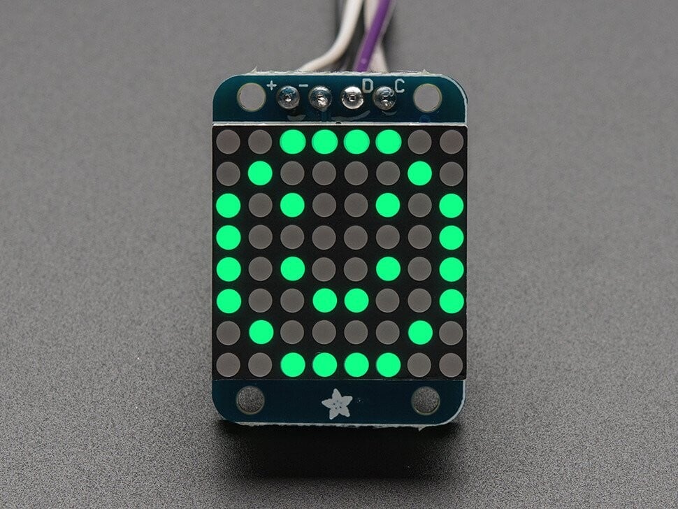 Adafruit Mini 0.8 Zoll 8x8 LED-Matrix, Pure Green mit I2C-Rückseite 1633