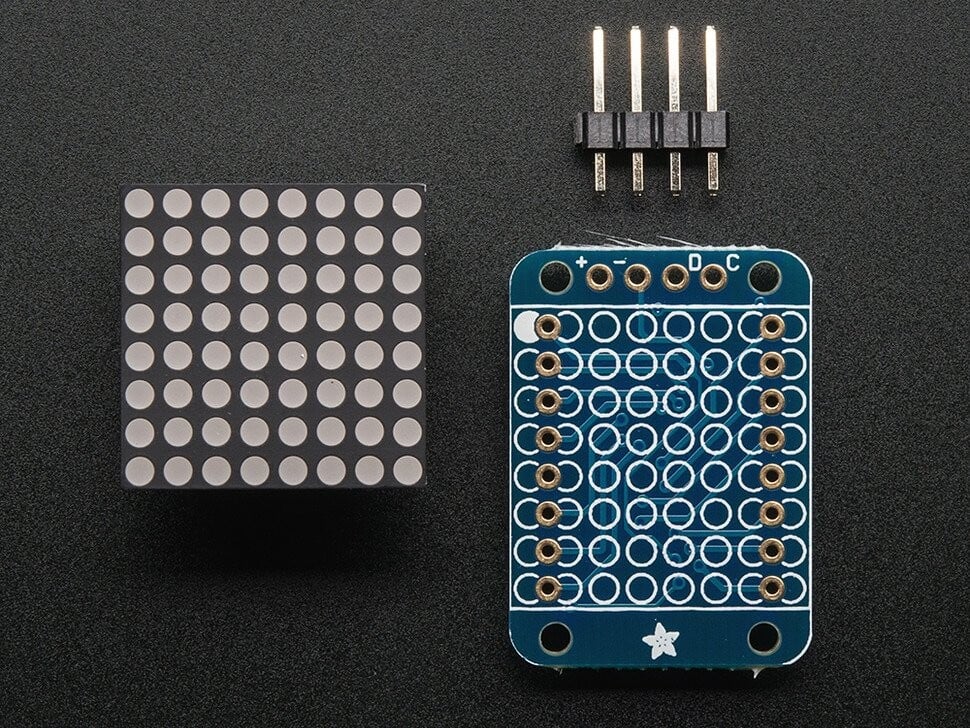 Adafruit Mini 0.8 Zoll 8x8 LED-Matrix, Pure Green mit I2C-Rückseite 1633