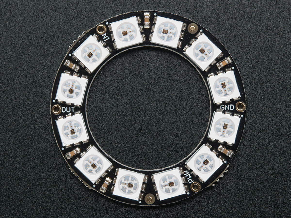 Adafruit NeoPixel Ring - 12 x 5050 RGB LED med integrerede drivere 1643