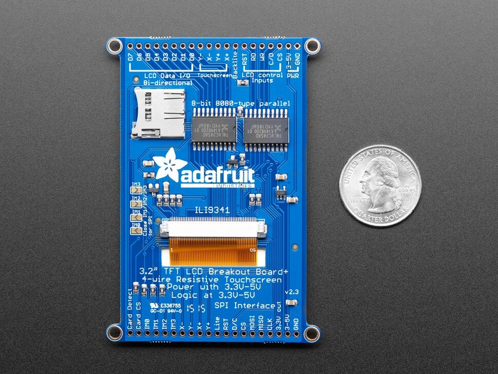 Adafruit 3,2 Zoll Touchscreen TFT LCD Breakout-kort med MicroSD-stik 1743