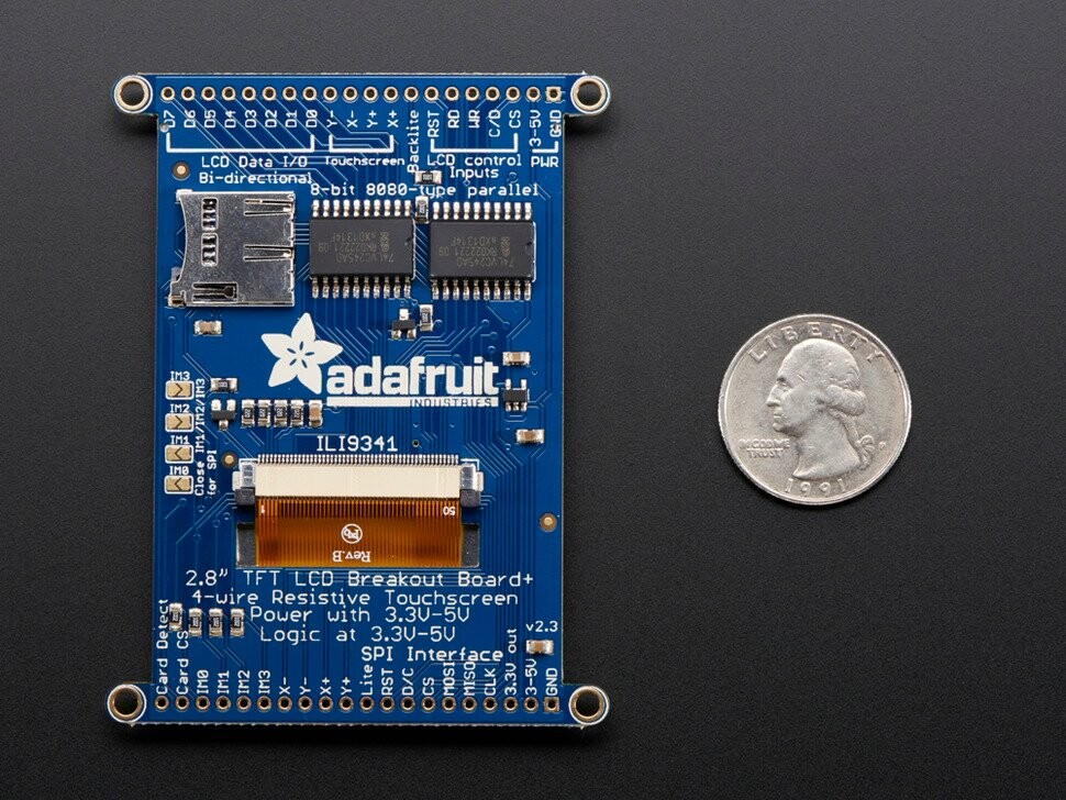 Adafruit 2,8 Zoll TFT LCD Touchscreen Breakout-kort med MicroSD-stik 1770