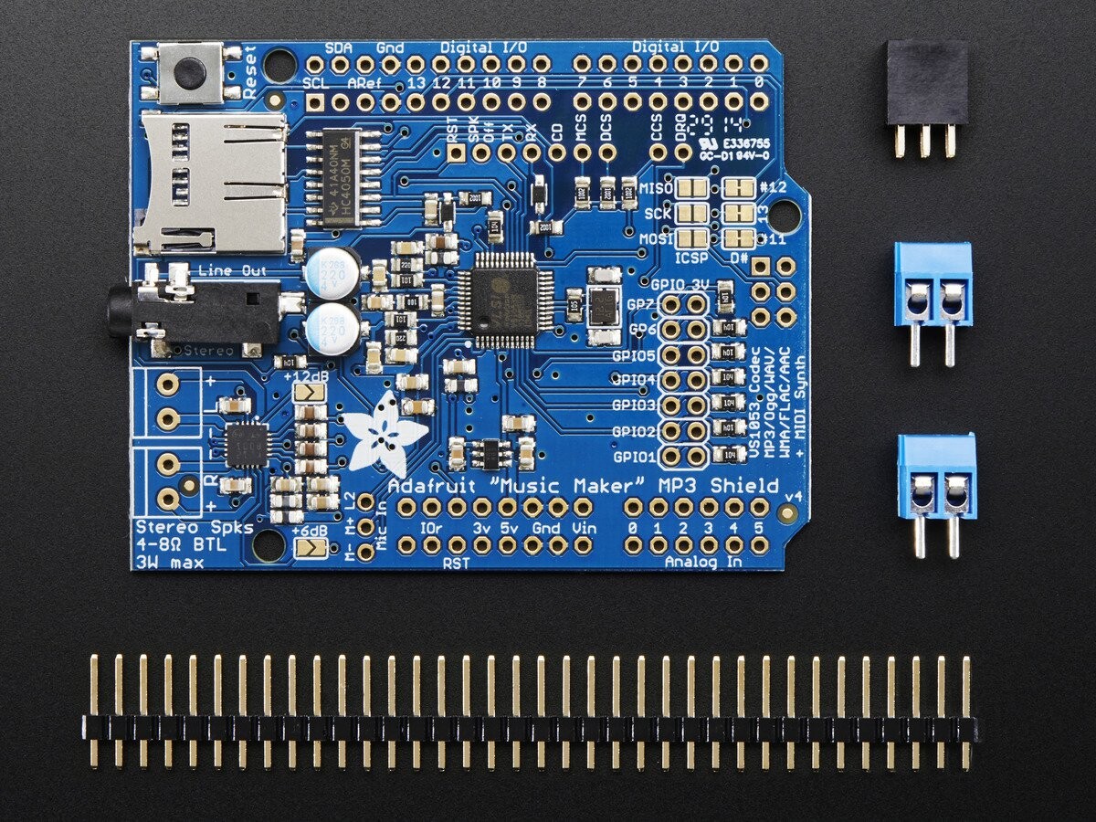 Adafruit "Music Maker" MP3-skærm til Arduino med 3W stereoforstærker - v1.0 1788