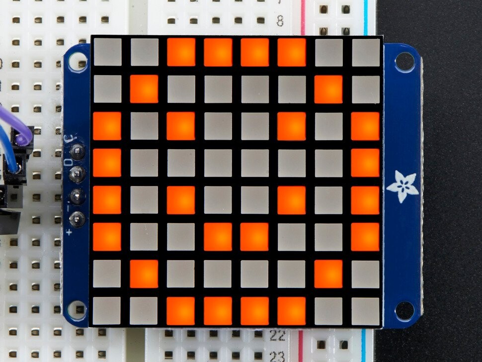 Adafruit Small 1,2 Zoll 8x8 Ultra Bright Square Amber LED-Matrix med Backpack 1854