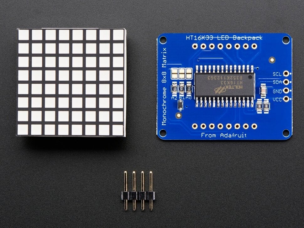 Adafruit Small 1,2 Zoll 8x8 Ultra Bright Square Amber LED-Matrix med Backpack 1854