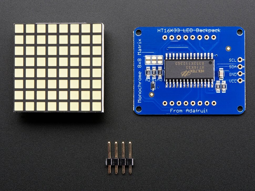 Adafruit Small 1,2 Zoll 8x8 Ultra Bright Square White LED-Matrix mit Gehäuse 1857
