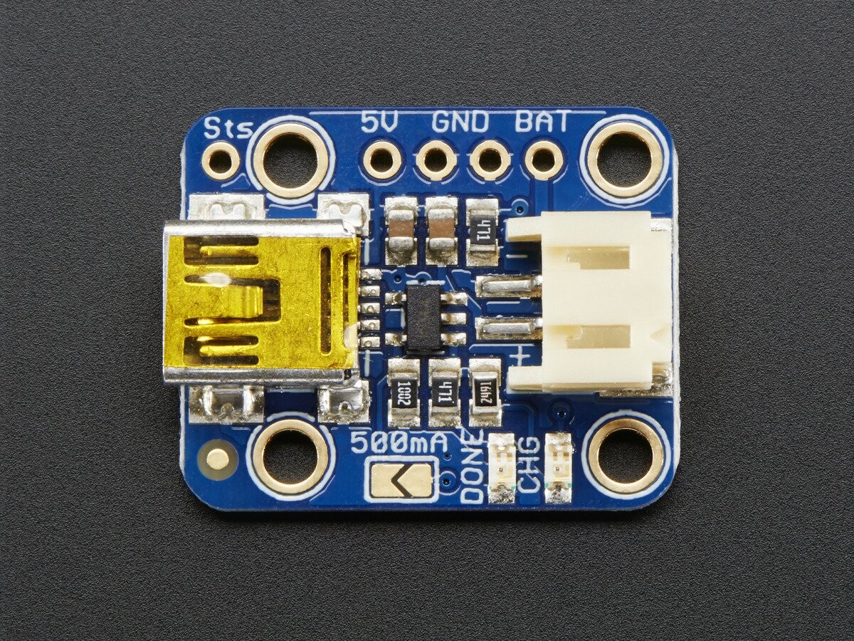 Adafruit Mini Lipo USB LiIon LiPoly oplader med Mini-B USB stik til 3.7V/4.2V genopladeligt batteri 1905