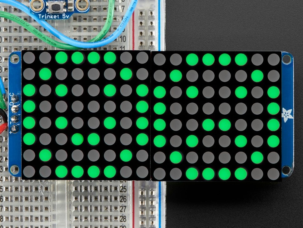 Adafruit 1,2 Zoll 16x8 LED-Matrix med Backpack Ultra Bright Runde Grønne LEDs 2035