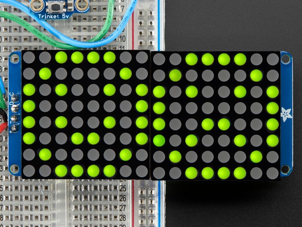 Adafruit 1,2 Zoll 16x8 LED-Matrix med Backpack Ultra Bright Runde Gelbgrønne LEDs 2036