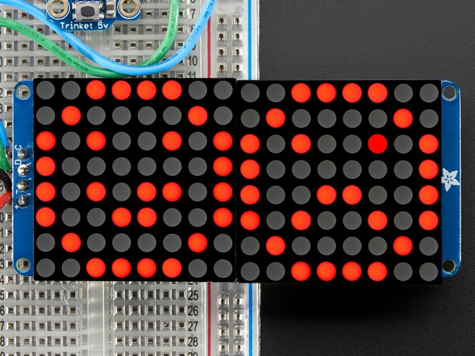 Adafruit 1,2 Zoll 16x8 LED-Matrix med Backpack Ultra Bright Runde Røde LEDs 2037