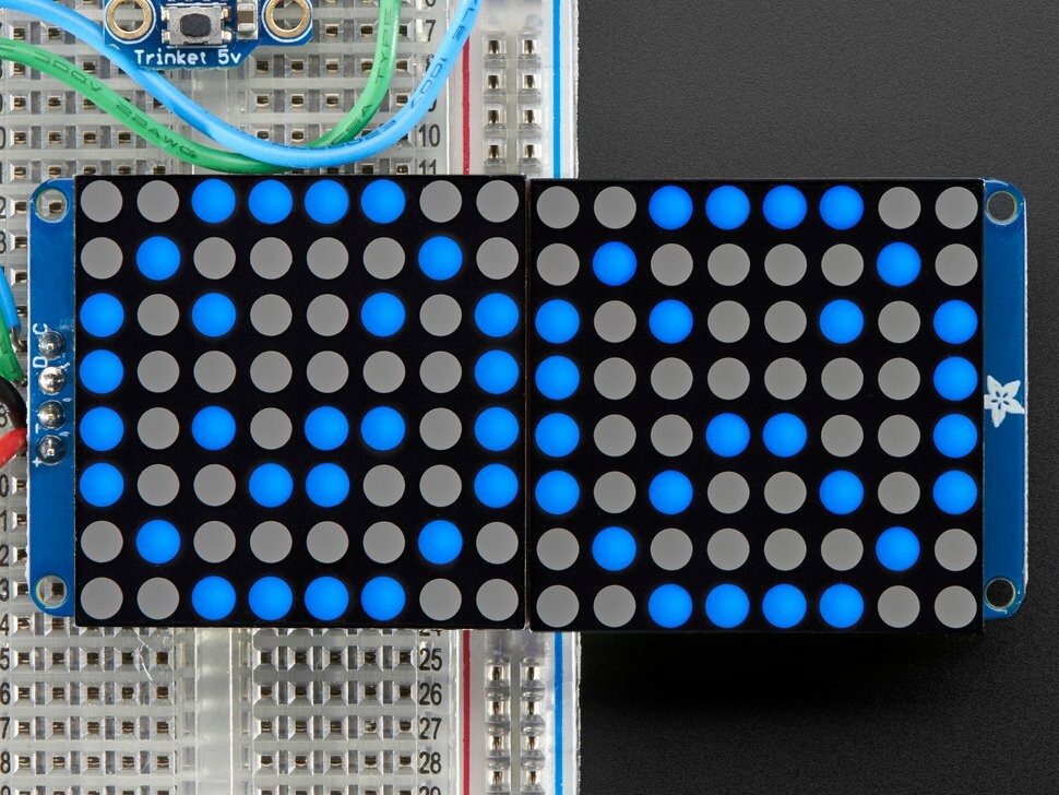Adafruit 1,2 Zoll 16x8 LED-Matrix med Backpack Ultra Bright Runde Blaue LEDs 2039