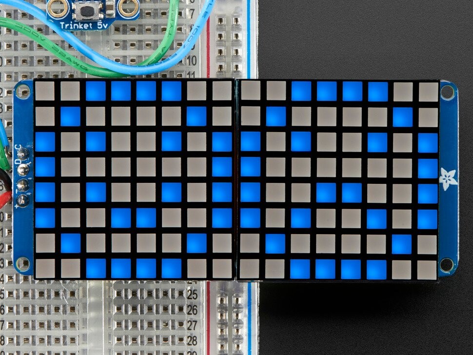 Adafruit 1,2 Zoll 16x8 LED-Matrix med Backpack Ultra Bright Square Blue LEDs 2040