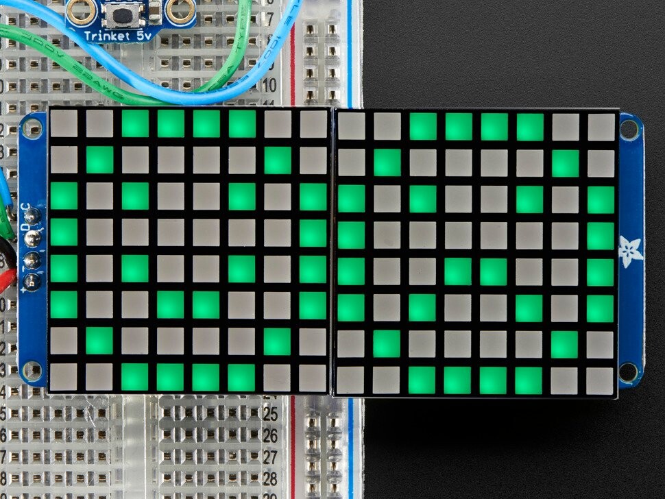 Adafruit 1,2 Zoll LED-Matrix 16x8 med Backpack Ultra Bright Square Grønne LEDs 2042