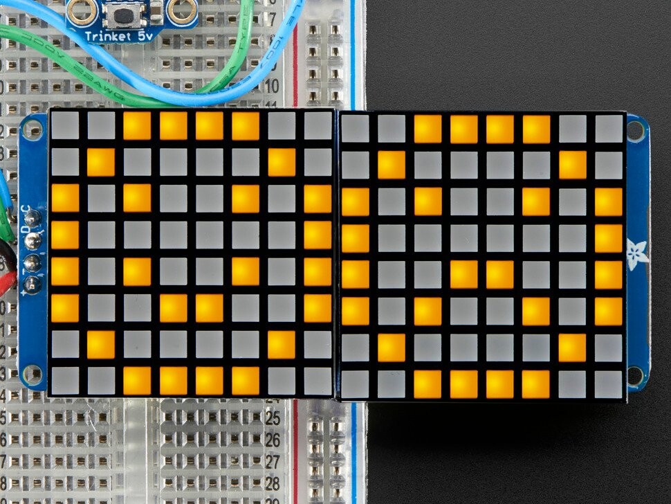 Adafruit 1,2 Zoll LED-Matrix 16x8 med Backpack Ultra Bright Square Yellow LEDs 2043