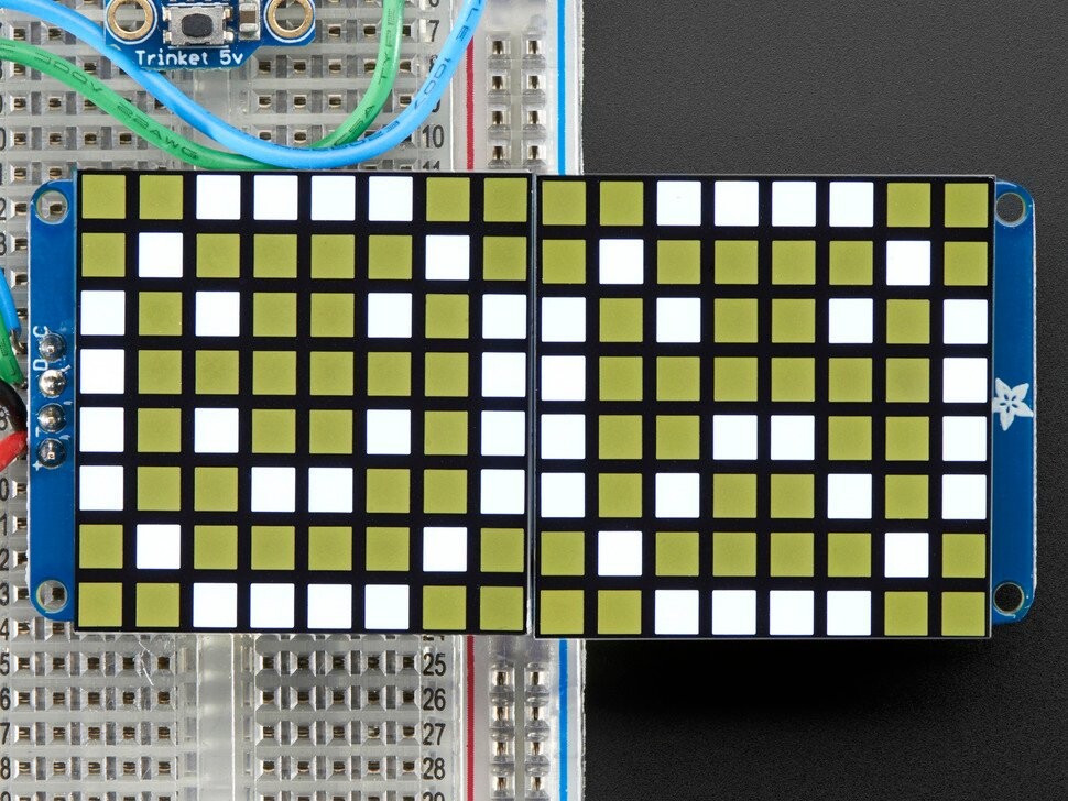 Adafruit 1,2 Zoll 16x8 LED-Matrix med Backpack Ultra Hellig Rektangulære Hvide LEDs 2044