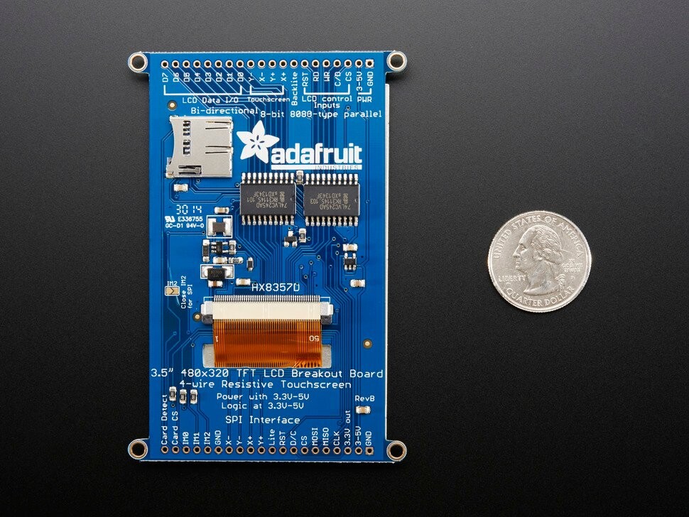 Adafruit 3,5 Zoll TFT 320x480 Touchscreen Breakout-kort med MicroSD-stik 2050