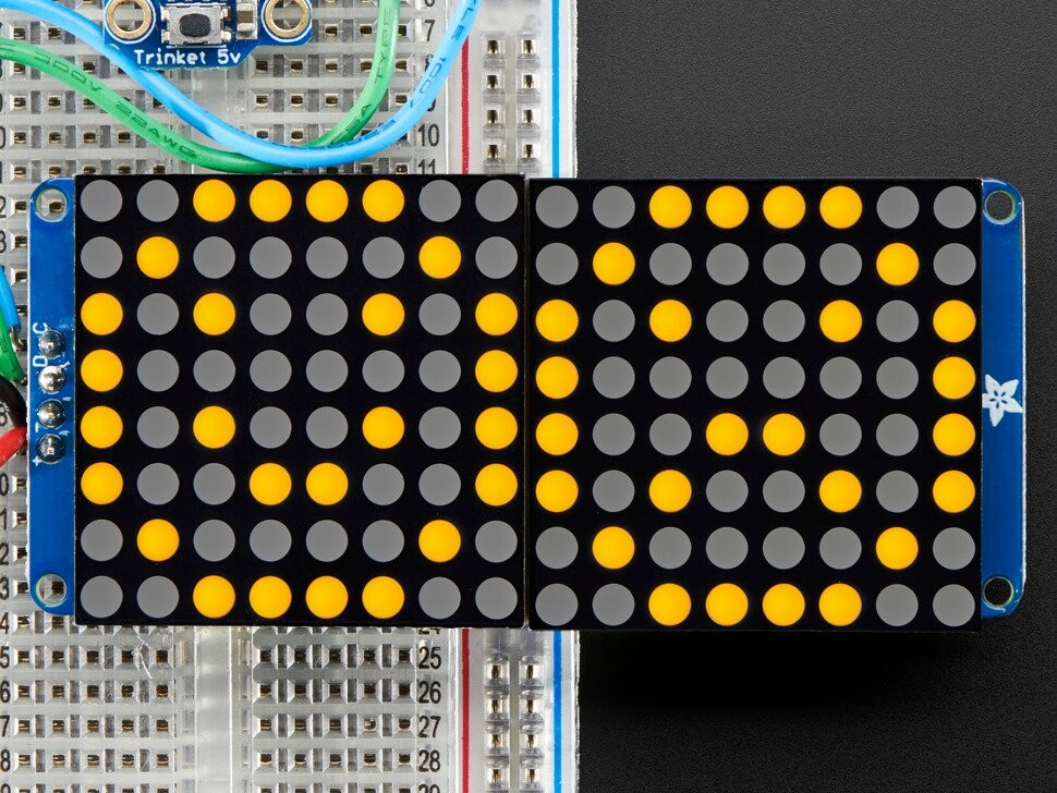 Adafruit 1,2 Zoll 16x8 LED-Matrix med Backpack Ultra Bright Runde Orange LEDs 2052