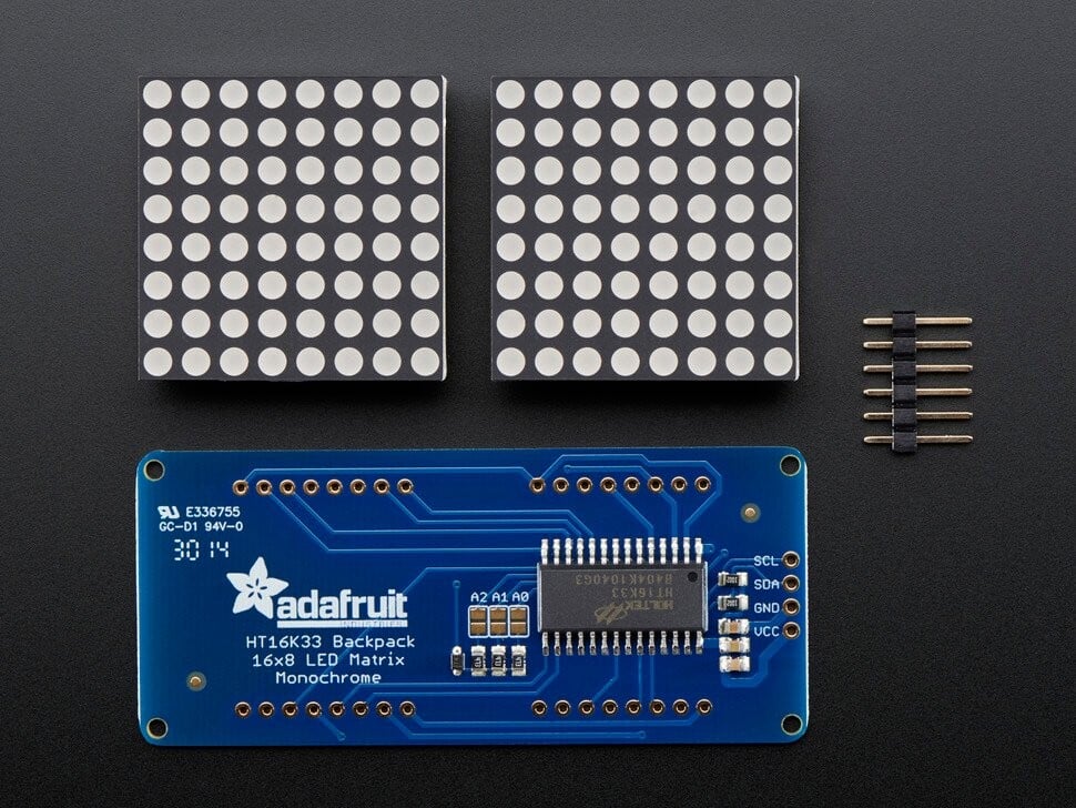 Adafruit 1,2 Zoll 16x8 LED-Matrix med Backpack Ultra Bright Runde Orange LEDs 2052