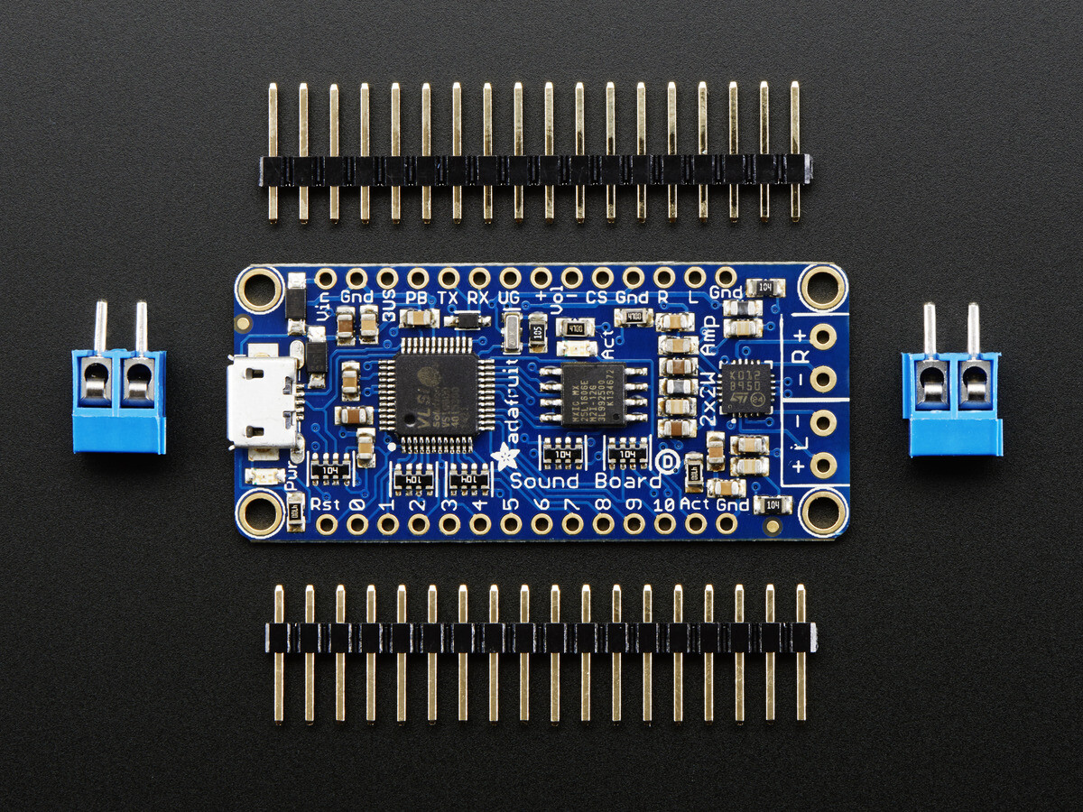 Adafruit Audio FX Sound Board + 2x2W Forstærker - WAV/OGG Trigger - 2MB 2210