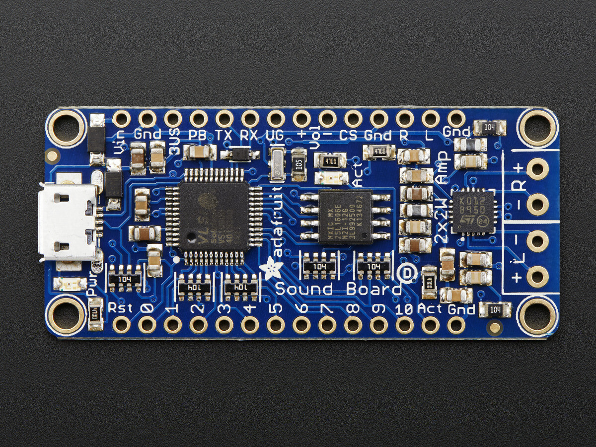 Adafruit Audio FX Sound Board + 2x2W Forstærker - WAV/OGG Trigger - 2MB 2210