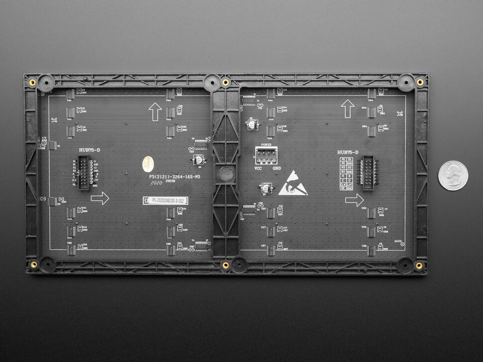 Adafruit 64x32 RGB LED-matrix 5 mm pitch til Raspberry Pi, Arduino, Beagle Bone 2277