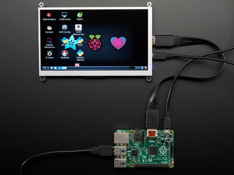Adafruit HDMI 7 Zoll 800x480 Display Backpack Uden Touch 2406