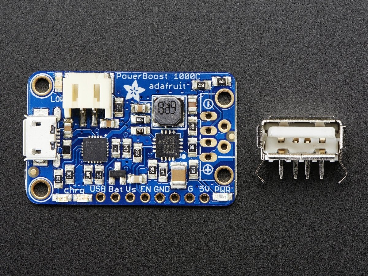 Adafruit PowerBoost 1000 Charger - Genopladelig 5V LiPo USB Boost @ 1A - 1000C 2465