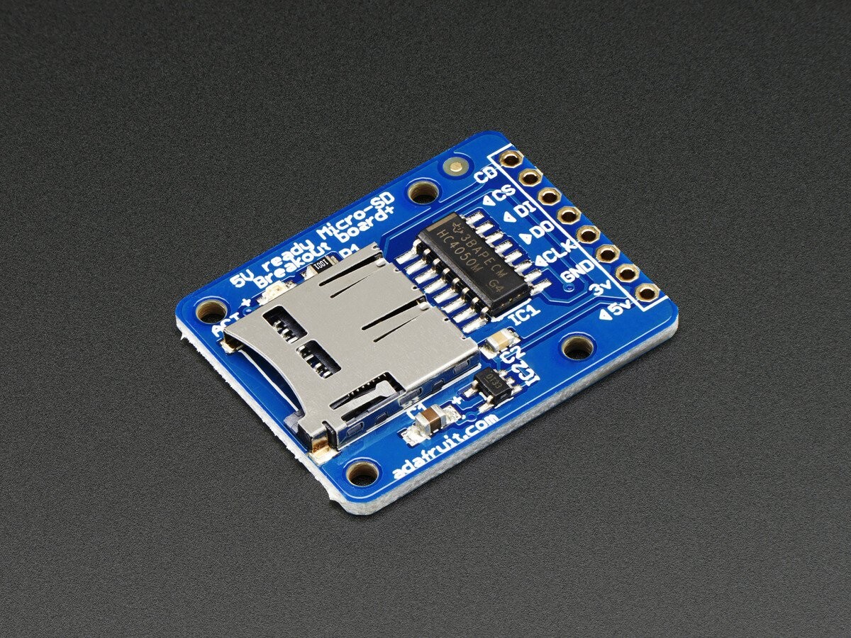 Adafruit MicroSD-kort Breakout Board+ med indbygget 5V til 3V regulator 150mAh 254