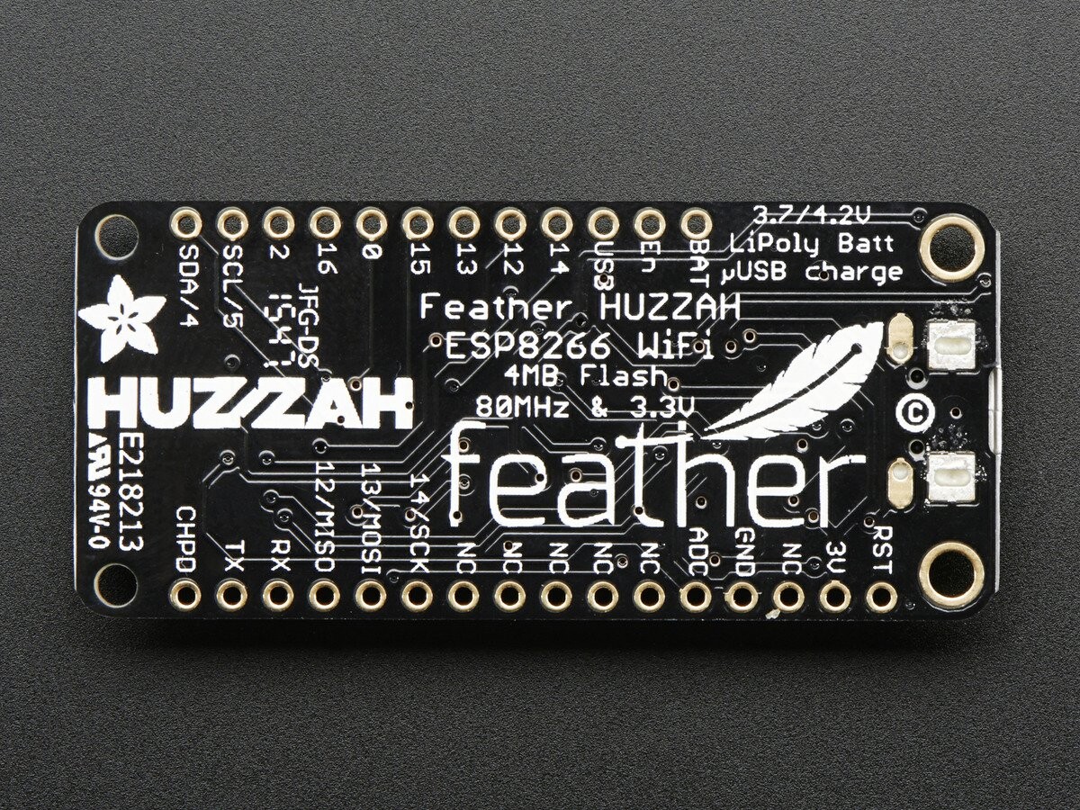 Adafruit Wireless Feather HUZZAH med ESP8266 WiFi - lodning påkrævet 2821