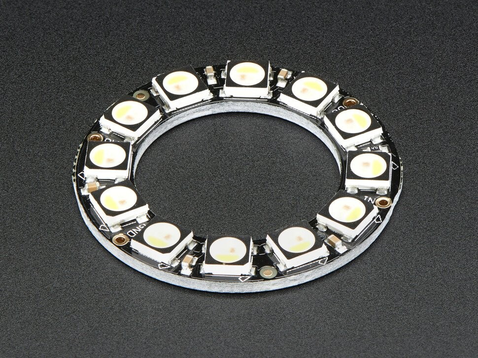 Adafruit NeoPixel Ring med 12x 5050 RGBW LED'er, varme hvide, med integrerede drivere 2851