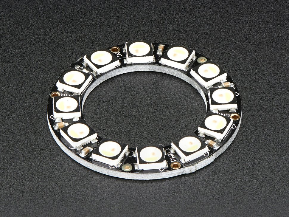 Adafruit NeoPixel Ring med 12x 5050 RGBW LED'er med integrerede drivere, Cool White 6000K, 2853