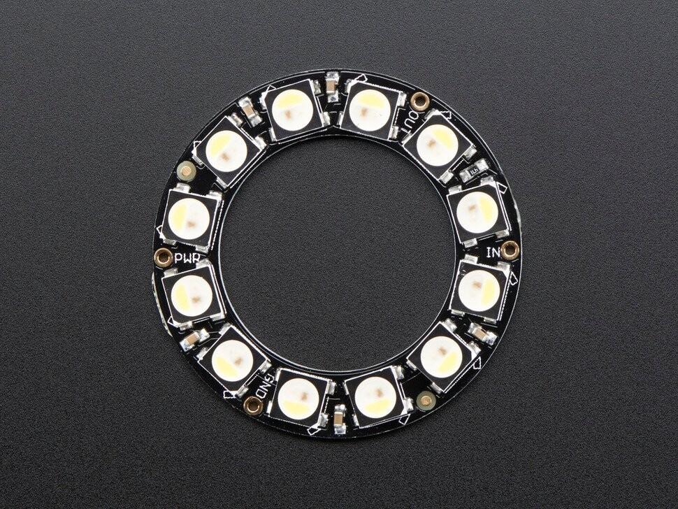 Adafruit NeoPixel Ring med 12x 5050 RGBW LED'er med integrerede drivere, Cool White 6000K, 2853