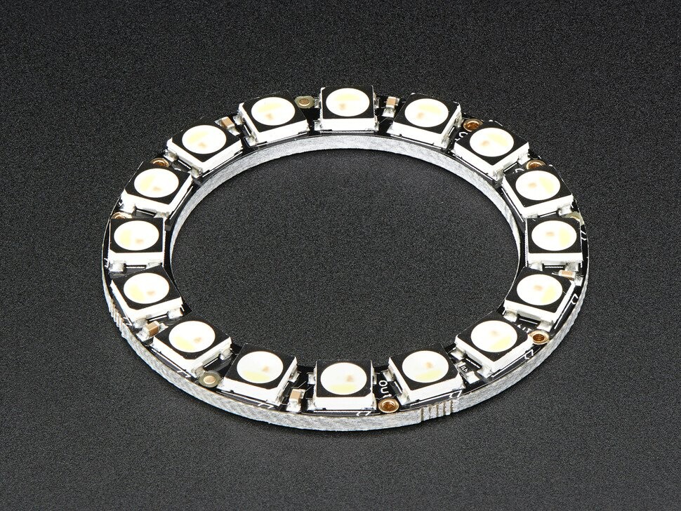 Adafruit NeoPixel Ring med 16x 5050 RGBW LED'er og integrerede drivere, Cool White ~6000K 2856