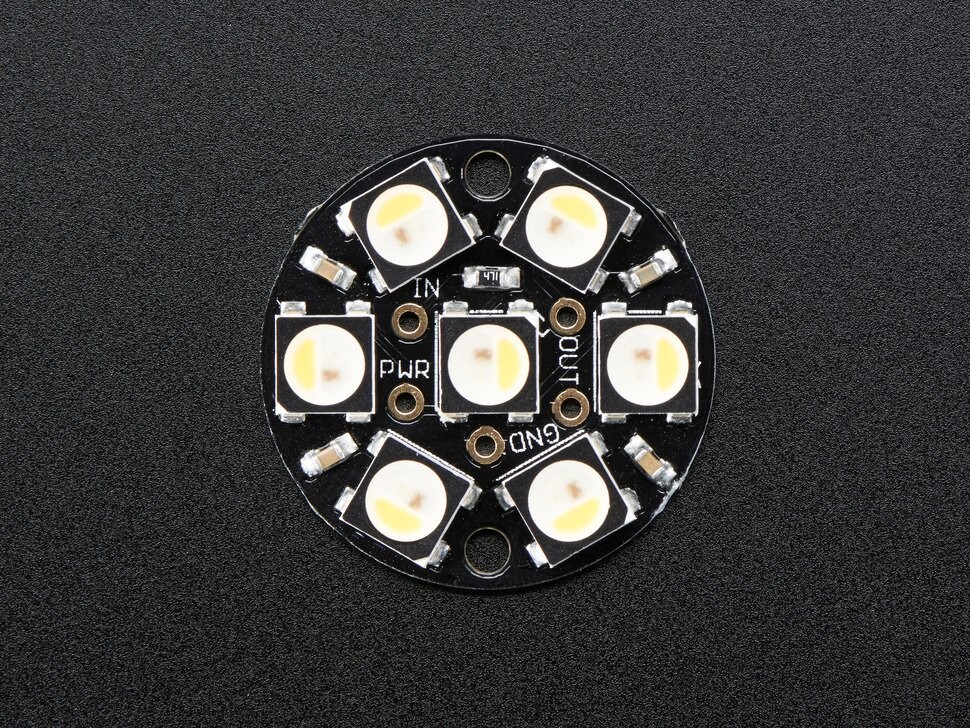 Adafruit NeoPixel Jewel 7x 5050 RGBW LED med integrerede drivere Varm hvid 3000K 2858