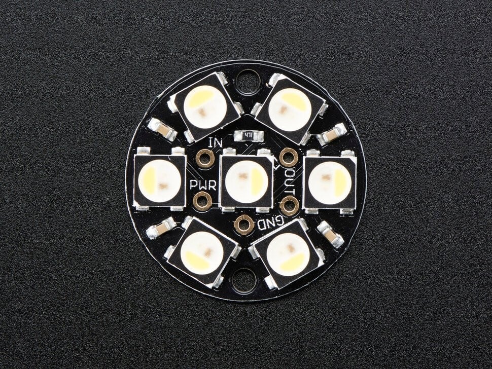 Adafruit NeoPixel Jewel 7x 5050 RGBW LED Natural White med integrerede drivere 4500K 2859