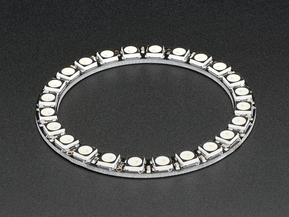 Adafruit NeoPixel Ring med 24x 5050 RGBW LED'er, varme hvide, med integrerede drivere, 3000K, 2861