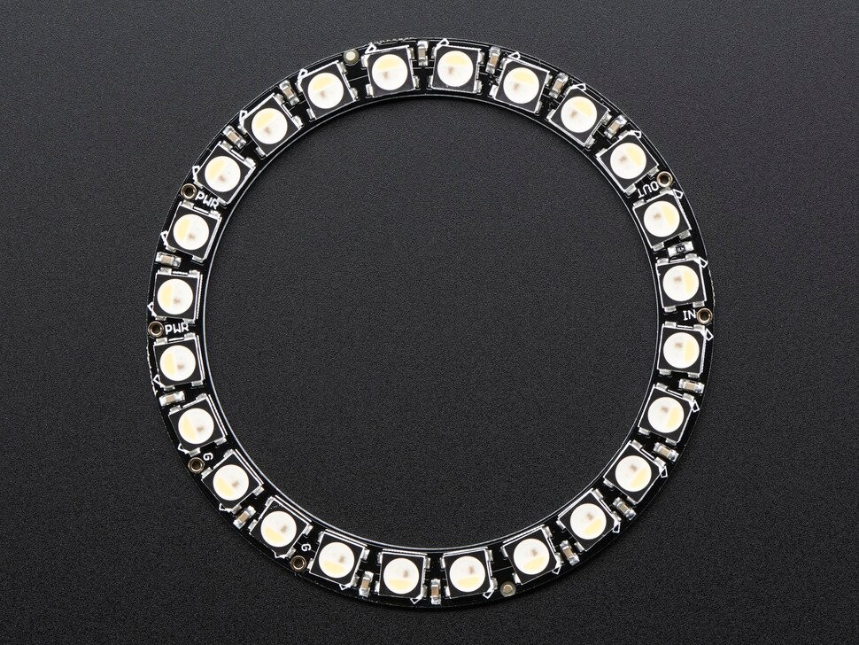 Adafruit NeoPixel Ring med 24x 5050 RGBW LED'er, varme hvide, med integrerede drivere, 3000K, 2861