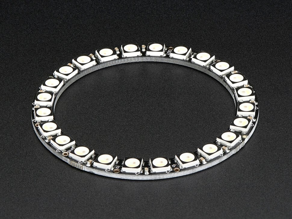 Adafruit NeoPixel Ring med 24x 5050 RGBW LED'er, naturligt hvidt lys, integrerede drivere, 4500K, 2862