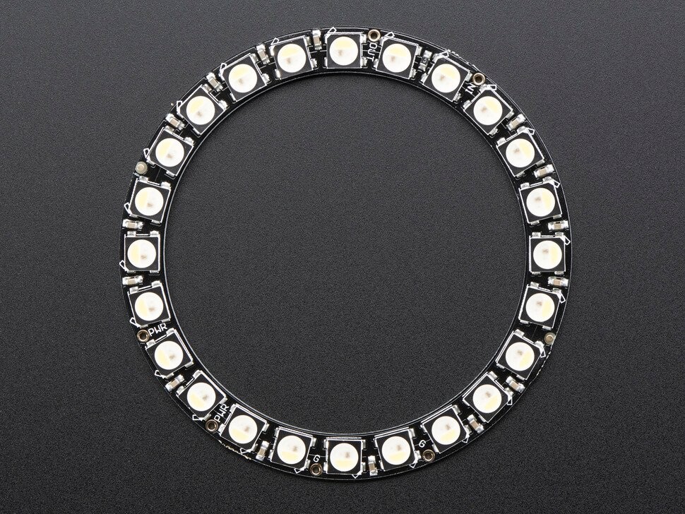 Adafruit NeoPixel Ring med 24x 5050 RGBW LED'er, naturligt hvidt lys, integrerede drivere, 4500K, 2862