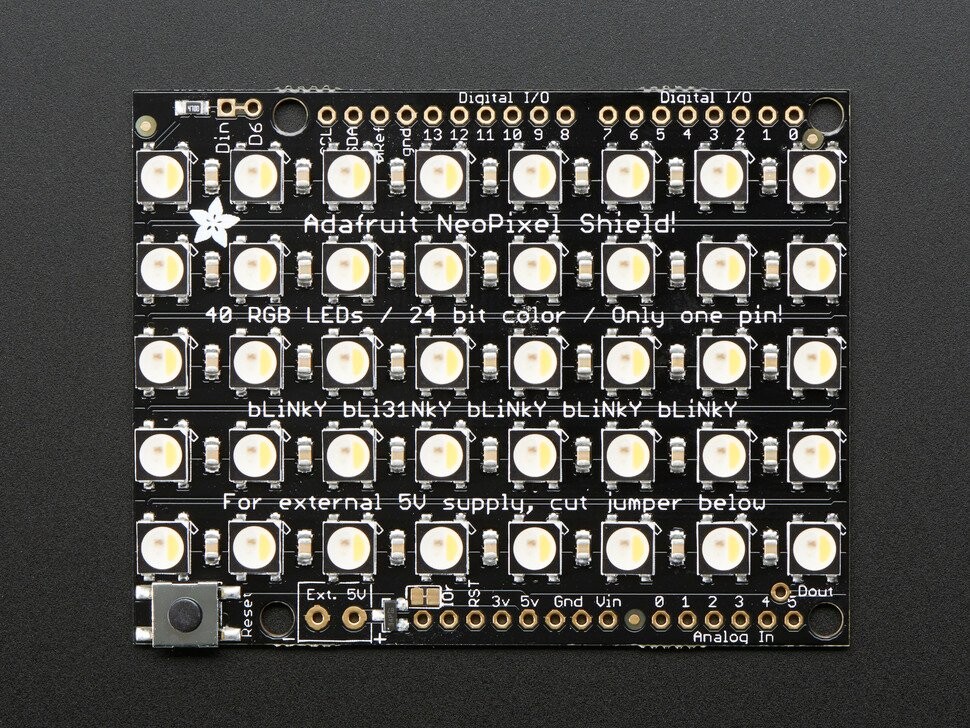 Adafruit NeoPixel Shield 40 RGBW Varme hvide LED'er 3000K 2864