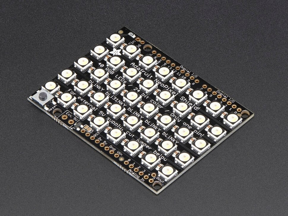 Adafruit NeoPixel Shield med 40x RGBW Cool White LED'er ~6000K 2866